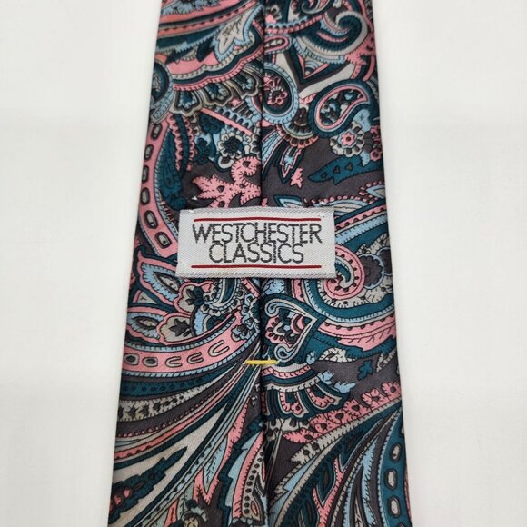 Vintage Westchester Classics Men's Paisley Tie Necktie Pink Blue Gray - Picture 3 of 10
